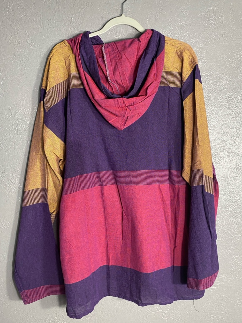 Katmandu Trading Unisex Baja Hoodie XXL Purple Cotton Nepal Fair Trade Boho - Picture 6 of 6